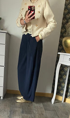 PANTALON PALAZZO BARREL BLEU MARINE  TAILLES XS/S/M/L