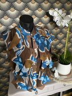 TOP FROUFROU CHOCO AVEC FLEURS BLEUES TU36/42