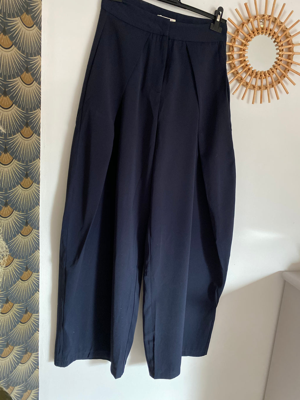 PANTALON PALAZZO BARREL BLEU MARINE  TAILLES XS/S/M/L