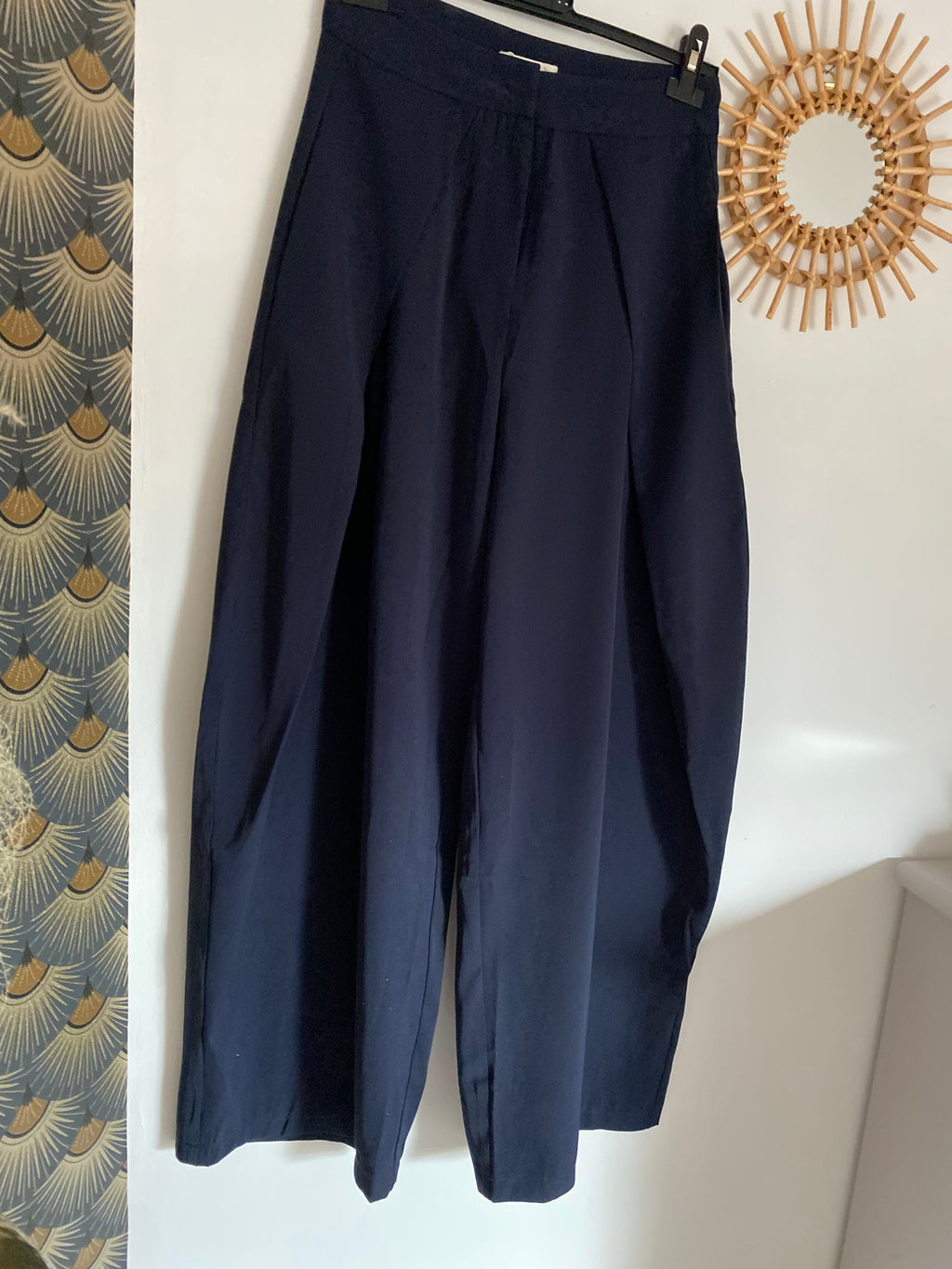 PANTALON PALAZZO BARREL BLEU MARINE  TAILLES XS/S/M/L