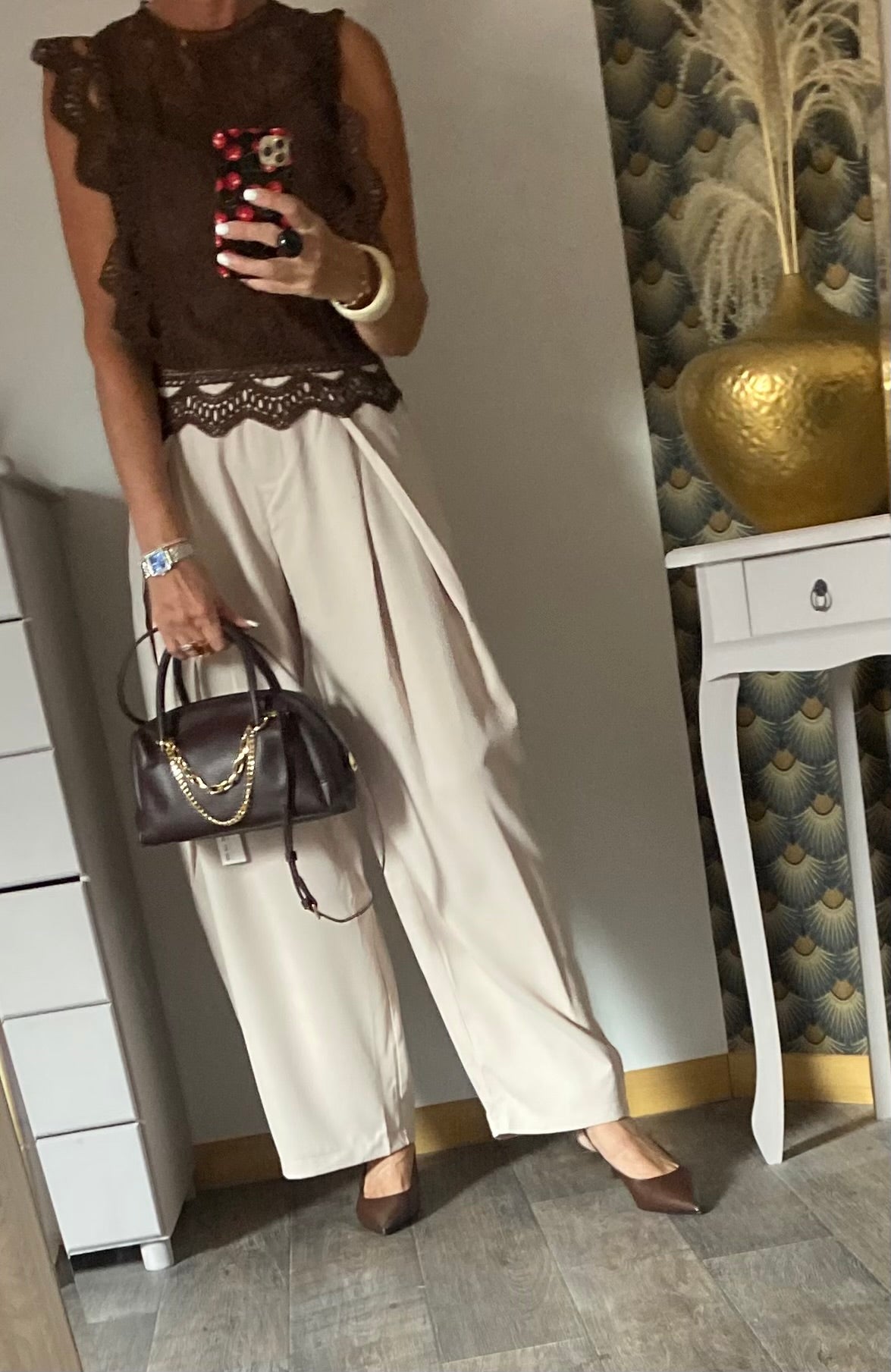 PANTALON PALAZZO BARREL BEIGE  TAILLES XS/S/M/L