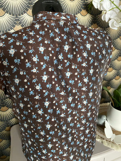TOP FROUFROU  CHOCO FLEURS BLANCHES  ET BLEUES TU 36/42