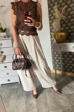 PANTALON PALAZZO BARREL BEIGE  TAILLES XS/S/M/L