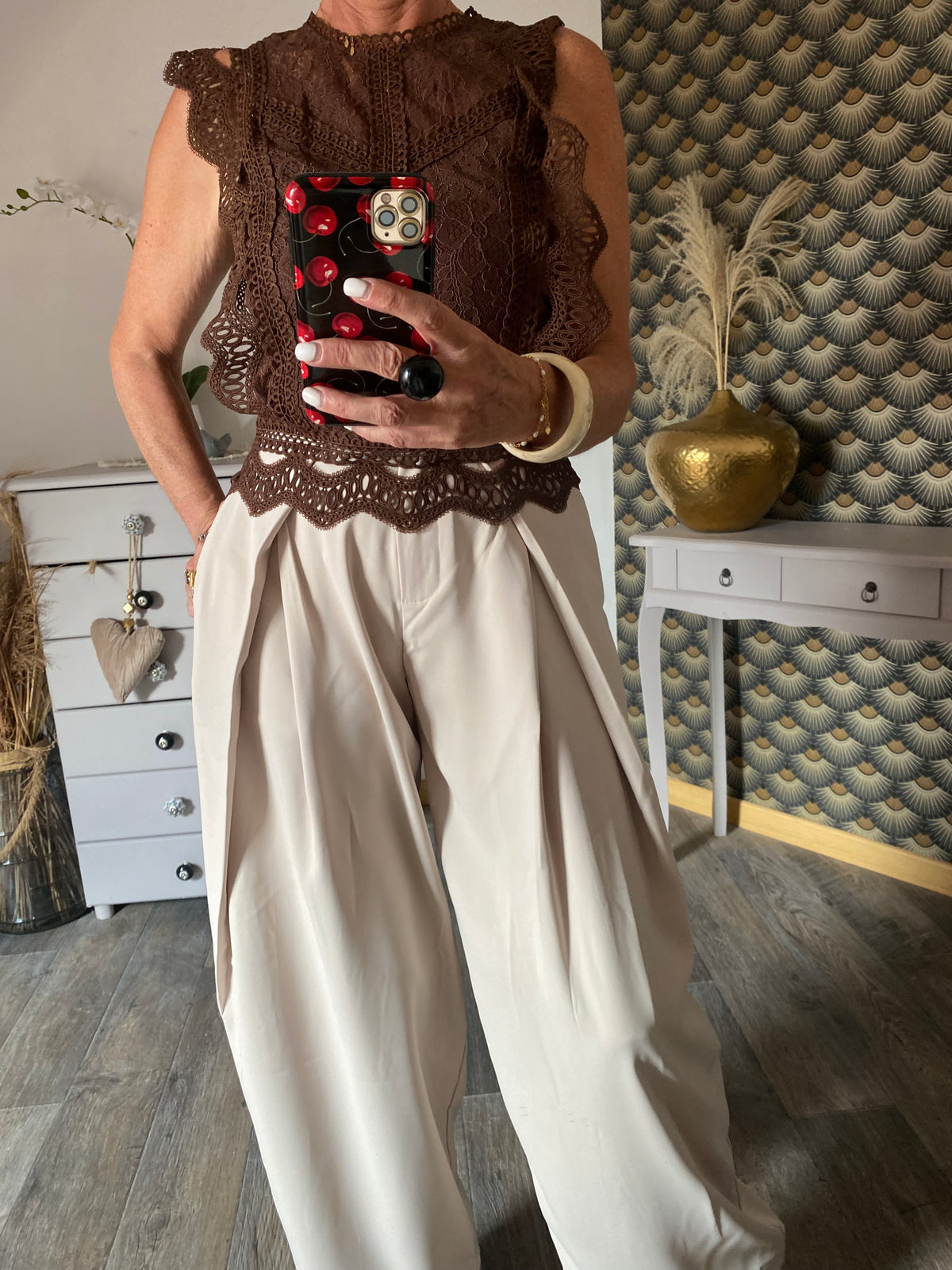 PANTALON PALAZZO BARREL BEIGE  TAILLES XS/S/M/L
