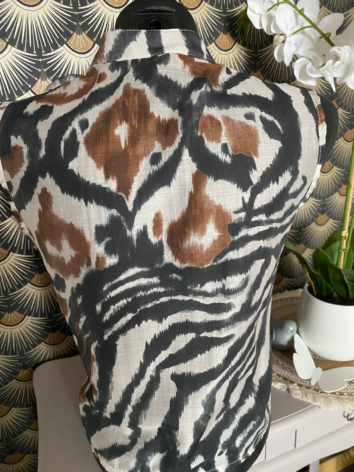 TOP FROUFROU ECRU NOIR CHOCO TU 36/42