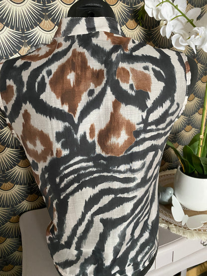 TOP FROUFROU ECRU NOIR CHOCO TU 36/42