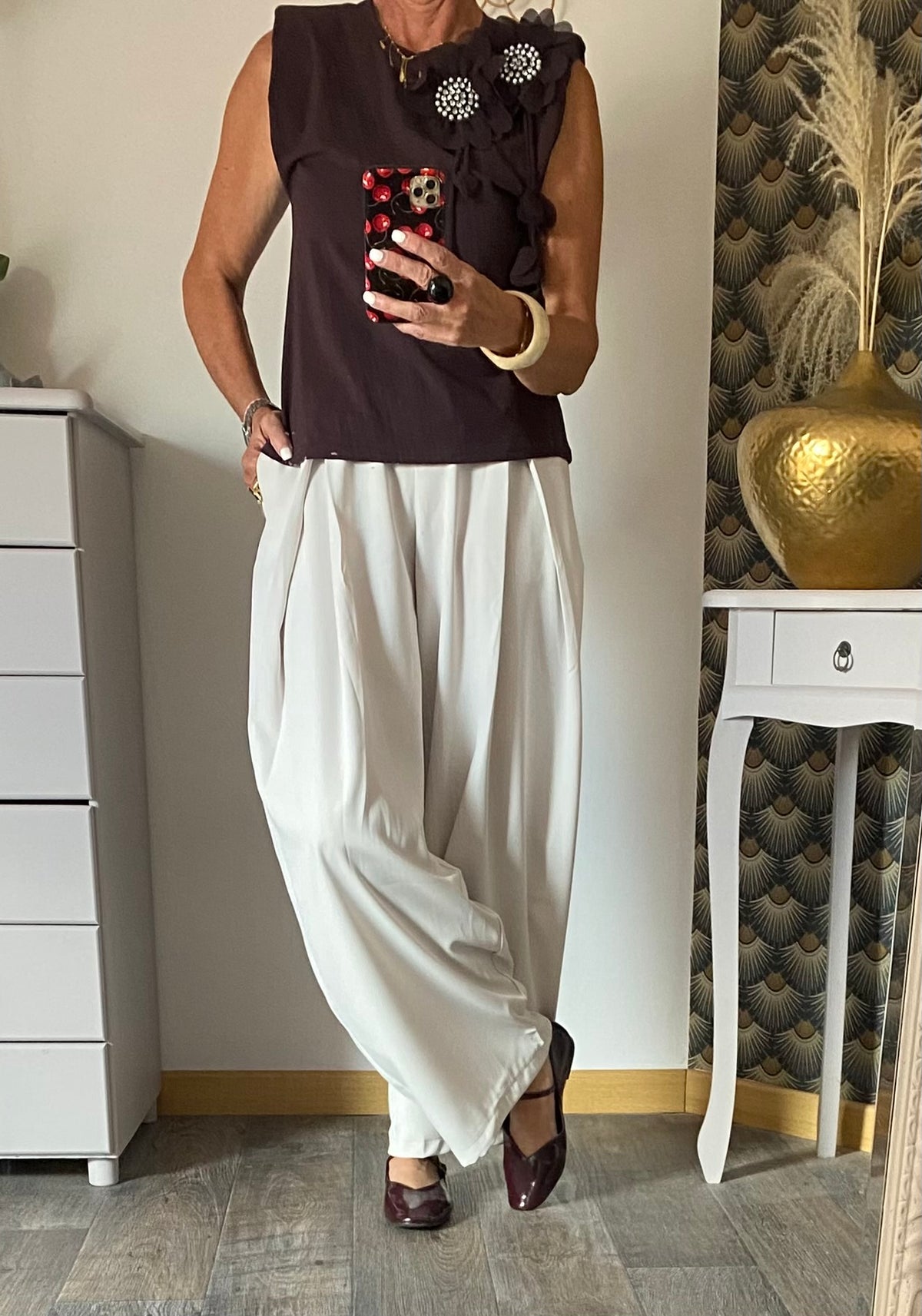 PANTALON PALAZZO BARREL GRIS CLAIR   TAILLES XS/S/M/L