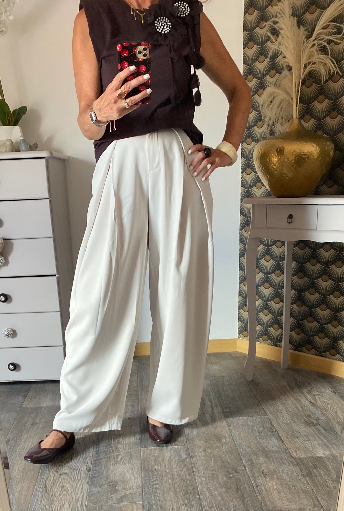 PANTALON PALAZZO BARREL GRIS CLAIR   TAILLES XS/S/M/L