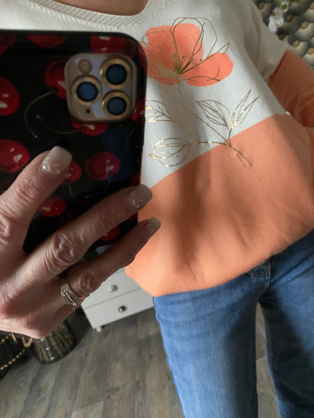 PULL  FIN CARLA FLEURS CORAIL  TU 38/44