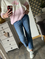 PULL FIN  CARLA FLEURS ROSE  TU 38/44