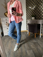 PULL FIN  CARLA FLEURS ROSE  TU 38/44