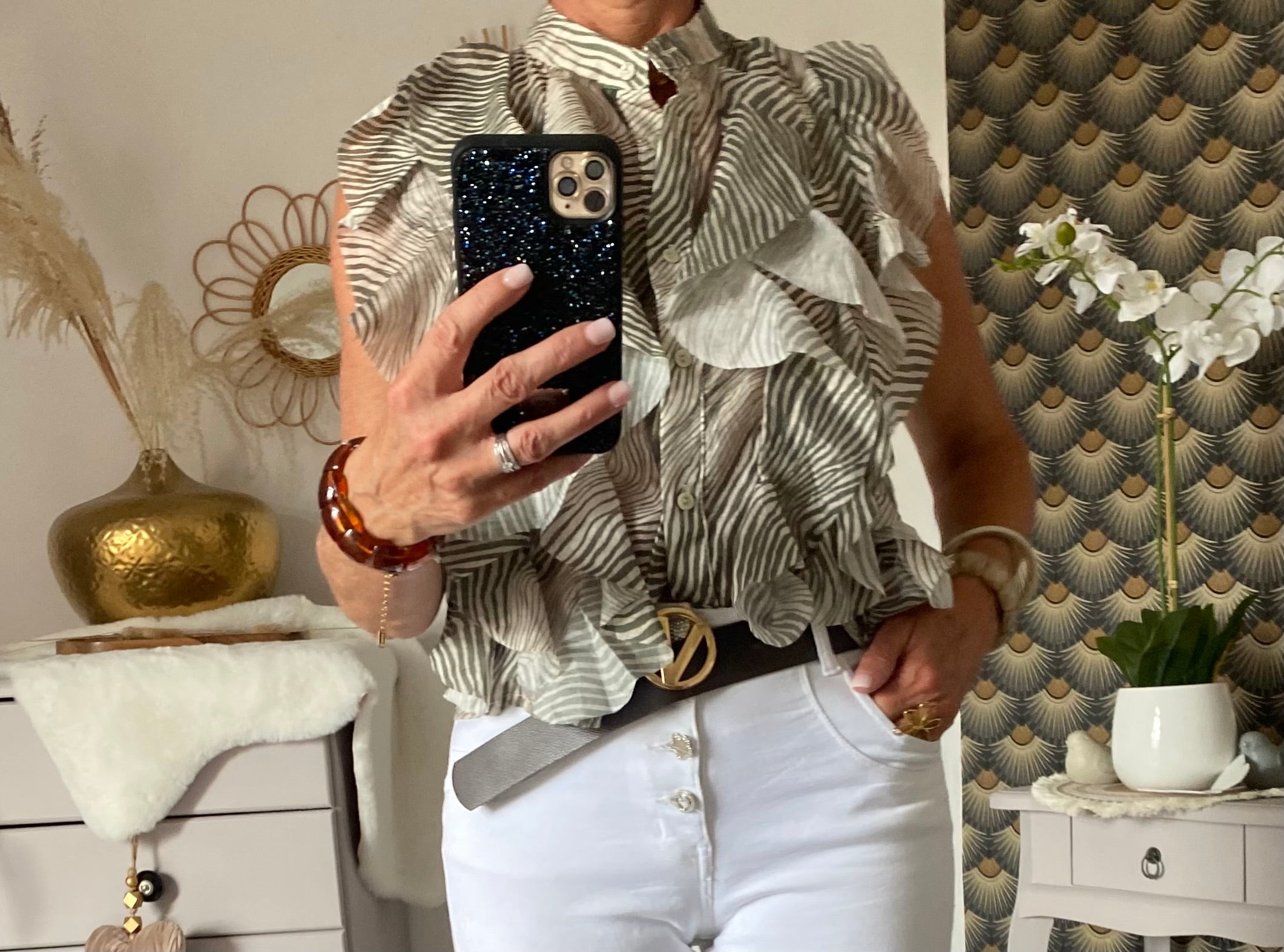 TOP FROUFROU ZEBRE KAKI  TU 36/42