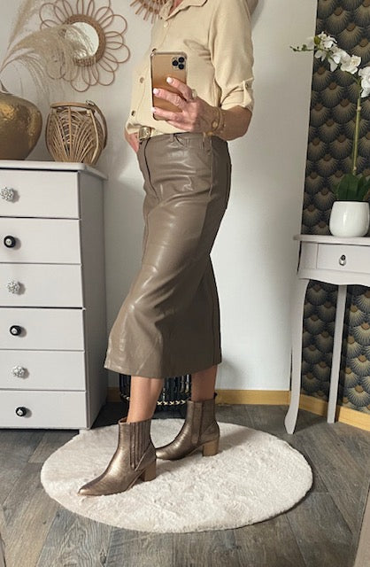 JUPE MI- LONGUE TAUPE   34/36/38/40/42