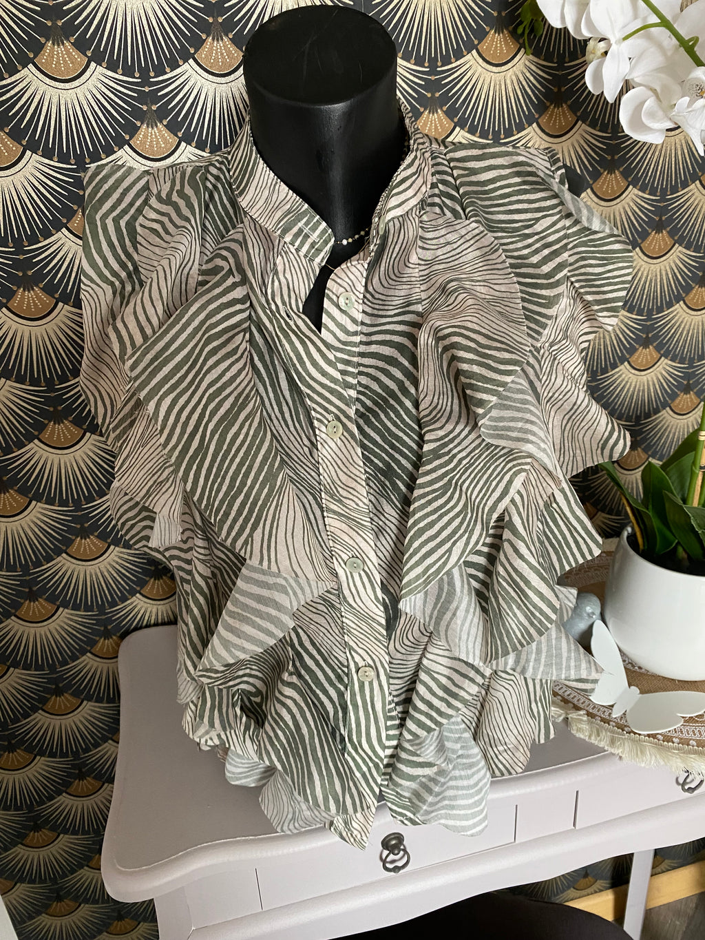 TOP FROUFROU ZEBRE KAKI  TU 36/42