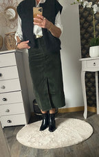 JUPE EN VELOUR COTELE KAKI 36/38 /40/42/44