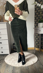 JUPE EN VELOUR COTELE KAKI 36/38 /40/42/44