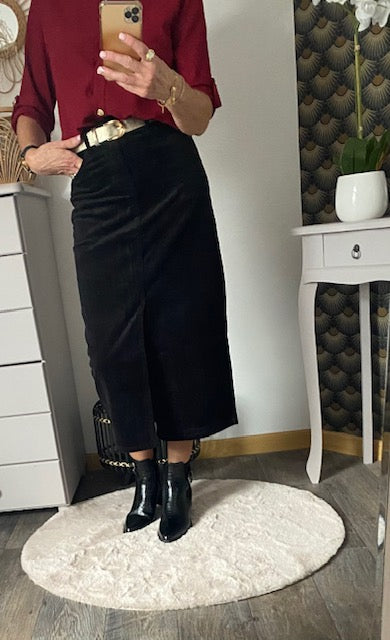 JUPE EN VELOUR COTELE NOIRE 36/38 /40/42/44