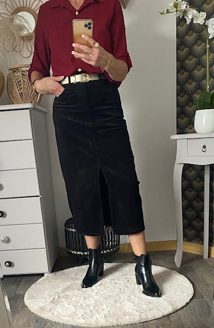 JUPE EN VELOUR COTELE NOIRE 36/38 /40/42/44