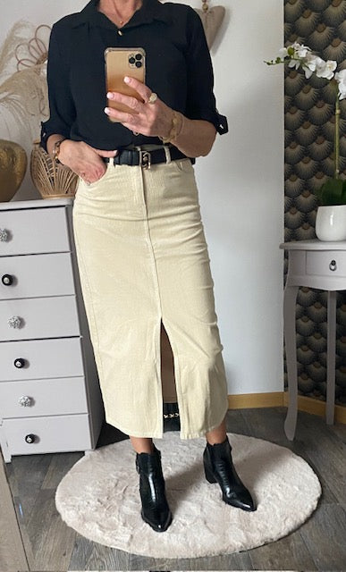 JUPE EN VELOUR COTELE ECRU 36/38 /40/42/44