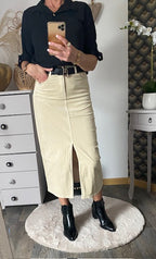 JUPE EN VELOUR COTELE ECRU 36/38 /40/42/44