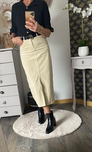 JUPE EN VELOUR COTELE ECRU 36/38 /40/42/44