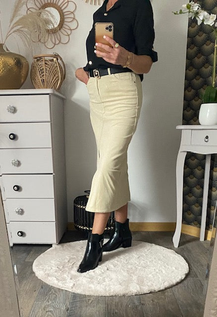 JUPE EN VELOUR COTELE ECRU 36/38 /40/42/44