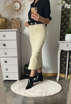 JUPE EN VELOUR COTELE ECRU 36/38 /40/42/44