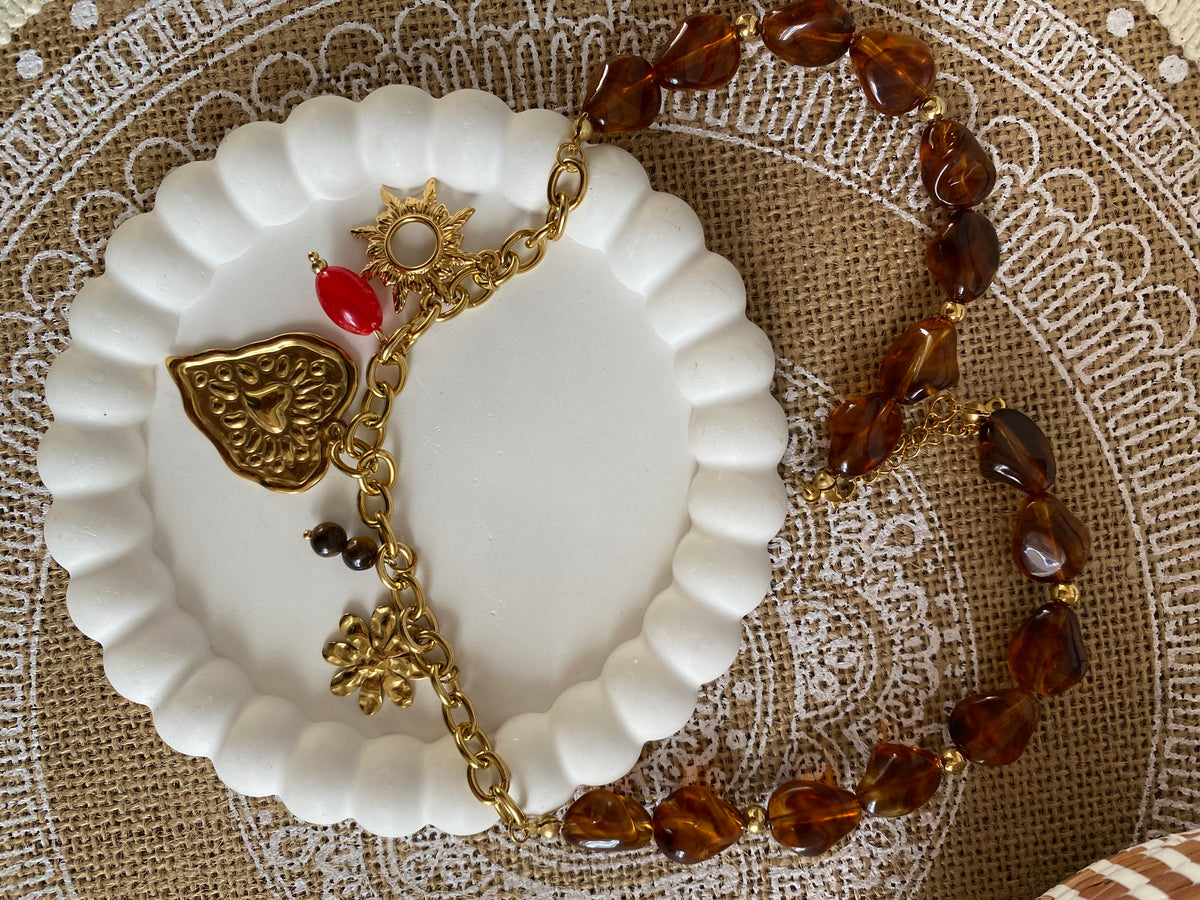 COLLIER RESINE ET ACIER INOXYDABLE COEUR