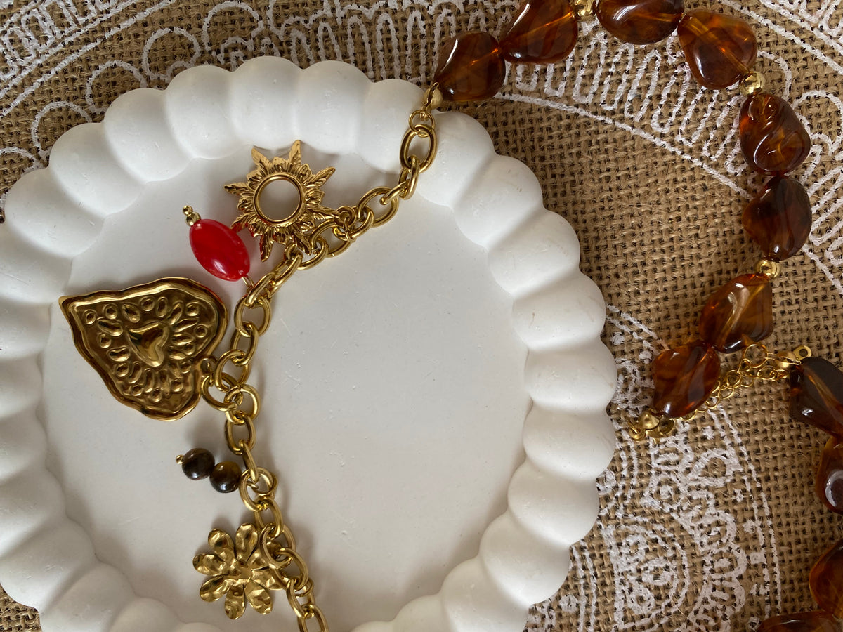 COLLIER RESINE ET ACIER INOXYDABLE COEUR