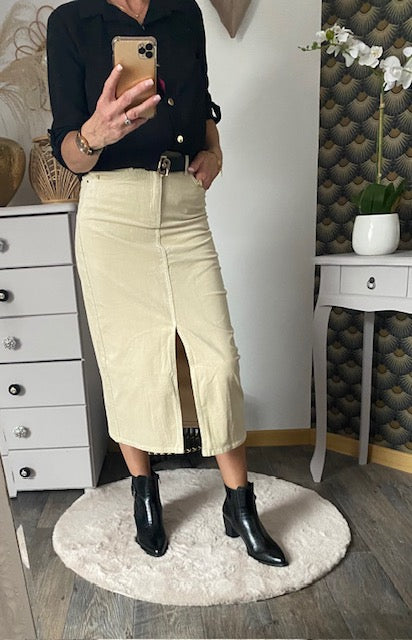 JUPE EN VELOUR COTELE ECRU 36/38 /40/42/44