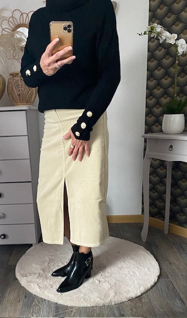 JUPE EN VELOUR COTELE ECRU 36/38 /40/42/44
