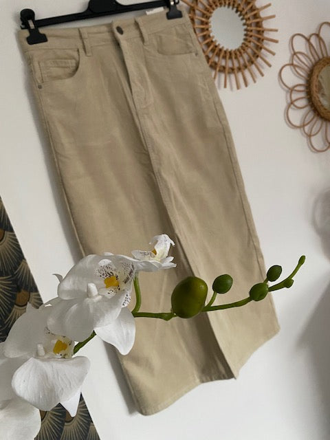 JUPE EN VELOUR COTELE ECRU 36/38 /40/42/44