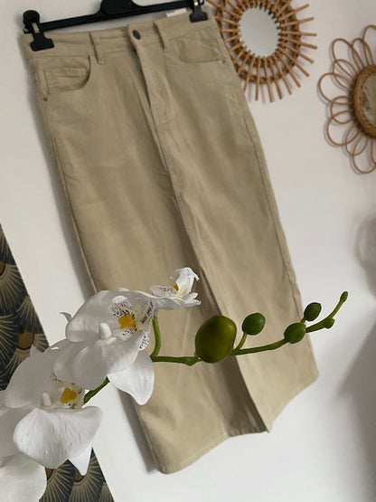JUPE EN VELOUR COTELE ECRU 36/38 /40/42/44
