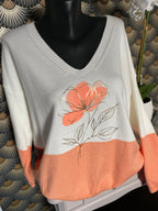 PULL  FIN CARLA FLEURS CORAIL  TU 38/44