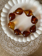 BRACELET ELASTIQUE RESINE ET ACIER INOXYDABLE  AMBRE