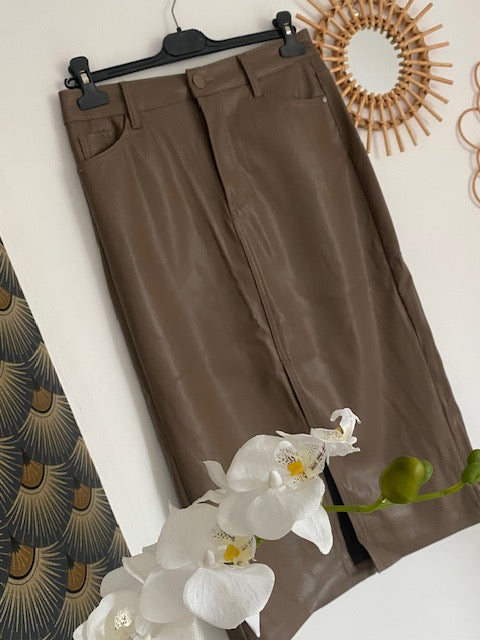 JUPE MI- LONGUE TAUPE   34/36/38/40/42