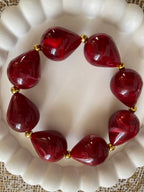 BRACELET ELASTIQUE RESINE ET ACIER INOXYDABLE  BORDEAUX