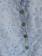 ENSEMBLE JUPE ET GILET BOHEME BLEU  36/42  BRODERIE ANGLAISE