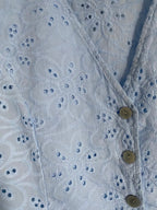 ENSEMBLE JUPE ET GILET BOHEME BLEU  36/42  BRODERIE ANGLAISE