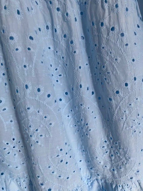 ENSEMBLE JUPE ET GILET BOHEME BLEU  36/42  BRODERIE ANGLAISE