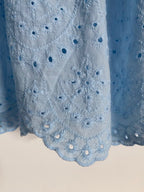 ENSEMBLE JUPE ET GILET BOHEME BLEU  36/42  BRODERIE ANGLAISE