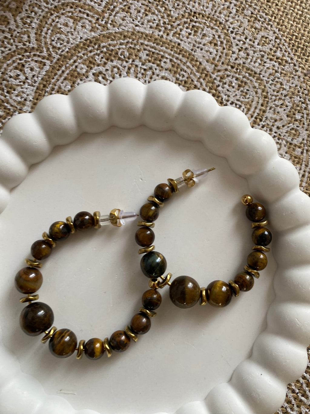 BOUCLES D'OREILLES ? CREOLES EN PIERRE NATURELLE