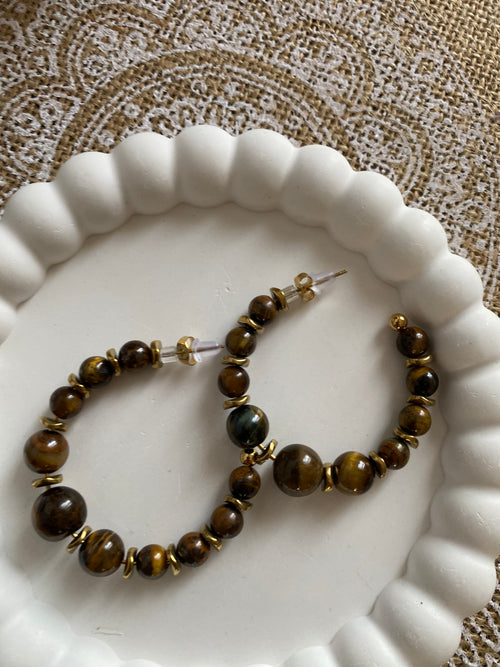 BOUCLES D'OREILLES ? CREOLES EN PIERRE NATURELLE