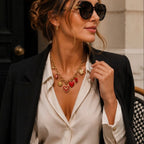 COLLIER BRELOQUES COEURS ROUGES ACIER INOXYDABLE