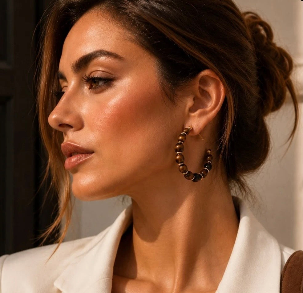 BOUCLES D'OREILLES ? CREOLES EN PIERRE NATURELLE