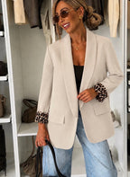 VESTE BLAZER REVERS LEOPARD   ECRU   TU 36/44
