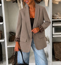 VESTE BLAZER REVERS LEOPARD    TAUPE  TU 36/44