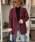 VESTE MI LONGUE SUEDINE IMPRIME BICHE  BORDEAUX TU 36/44