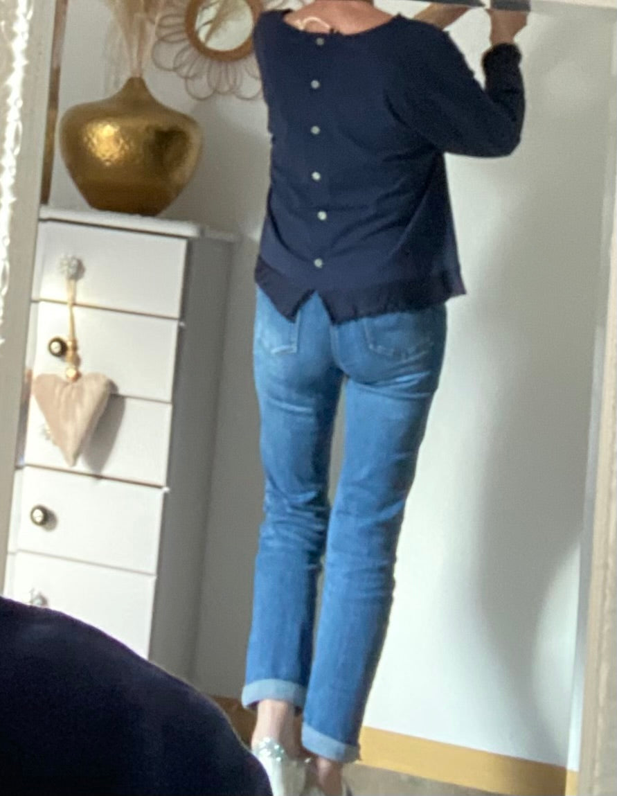 TOP CORINNE TU 38/44  TROIS COULEURS : BLEU MARINE , CAMEL, CHOCO