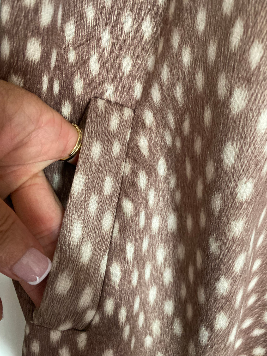 VESTE MI LONGUE SUEDINE IMPRIME BICHE  BEIGE TU 36/44
